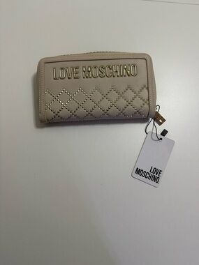Love Moschino Cream Studded Zip Wallet